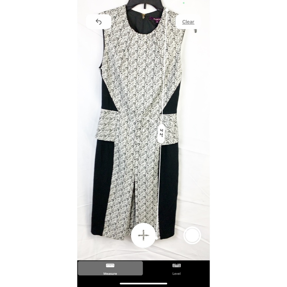 Rachel Roy Peplum Dress Black White Career Sheath - Picture 11 of 13